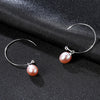 925 Sterling Silver Pearl Earrings Simple Design Natural Pearl Big Hoop Earrings for Women Fine Jewelry Gift
