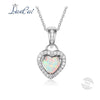 925 Sterling Silver Pendant Necklace Love Heart White Fire Opal Inlaid White Zircon High Quality Fine Jewelry for Women