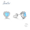 925 Sterling Silver Stud Earrings Love Heart Blue Fire Opal Inlaid White Zircon High Quality Fine Jewelry for Girl Party