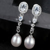 925 Sterling Silver Tassel Pearl Earrings Natural Pearl Cubic Zirconia Stud Earrings for Women Fine Jewelry