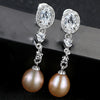 925 Sterling Silver Tassel Pearl Earrings Natural Pearl Cubic Zirconia Stud Earrings for Women Fine Jewelry