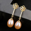 Brand Hight Quality Flower Earrings 8-9mm Pearls 925 Sterling Silver Pearl Earrings for Women Fine Jewelry