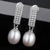 Brand Pure Natural Pearl Earrings 8-9mm Pearls 925 Sterling Silver Women Fine Earring Jewelry Classic Style
