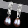 Brand Pure Natural Pearl Earrings 8-9mm Pearls 925 Sterling Silver Women Fine Earring Jewelry Classic Style