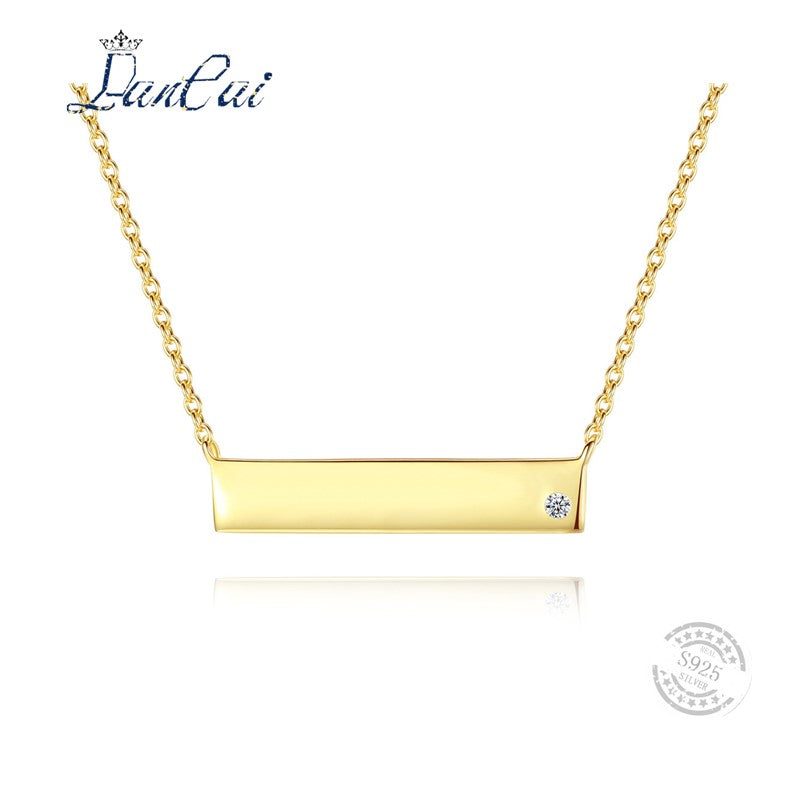 Classic 925 Sterling Silver Necklace Handmade Fine Jewelry Rectangle Design Pendant Necklace for Women Accessories Gift