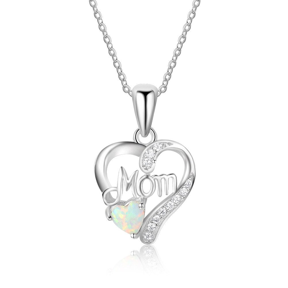 Classic 925 Sterling Silver Pendant Necklace Inlaid Blue Fire Opal Love Heart Necklace for Women Fine Jewelry Gift New