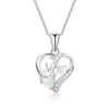Classic 925 Sterling Silver Pendant Necklace Inlaid Blue Fire Opal Love Heart Necklace for Women Fine Jewelry Gift New