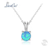 Classic Simple Style Blue Fire Opal Necklace 925 Sterling Silver Pendant Necklace Fashion Opal Jewelry for Women Lovers