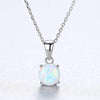 Classic Simple Style White/Green/Blue Opal Necklace 925 Sterling Silver Pendant Necklace Fashion Opal Jewelry for Women