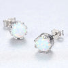 Created White/Blue/Colorful Fire Opal Earrings Cake Side Shape 925 Sterling Silver Stud Earrings for Women Fine Jewelry