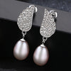 Cute Angel's Wings 925 Sterling Silver Pearl Earrings Natural Pearl Stud Earrings for Women Fine Jewelry