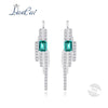 Fashion 925 Sterling Silver Earrings Genuine Palace Cutting Created Emerald Stud Earrings for Women Fine Jewelry Lovers