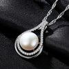Fashion 925 Sterling Silver Necklace 10-15mm Natural Pearl Water Drop Pendant Necklace for Women Fine Jewelry