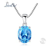 Fashion 925 Sterling Silver Necklace 2.3 ct Oval Solitaire Natural Sky Blue Topaz Pendant Necklace for Women Fine Jewelry