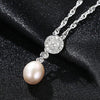Fashion 925 Sterling Silver Necklace 7-8mm Natural Pearl Geometric Pendant Necklace for Women Fine Jewelry