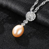 Fashion 925 Sterling Silver Necklace 7-8mm Natural Pearl Geometric Pendant Necklace for Women Fine Jewelry