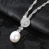 Fashion 925 Sterling Silver Necklace 7-8mm Natural Pearl Geometric Pendant Necklace for Women Fine Jewelry