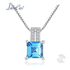 Fashion 925 Sterling Silver Necklace Cushion-Cut Genuine Sky Blue Topaz Pendant Necklace for Women Fine Jewelry Lovers