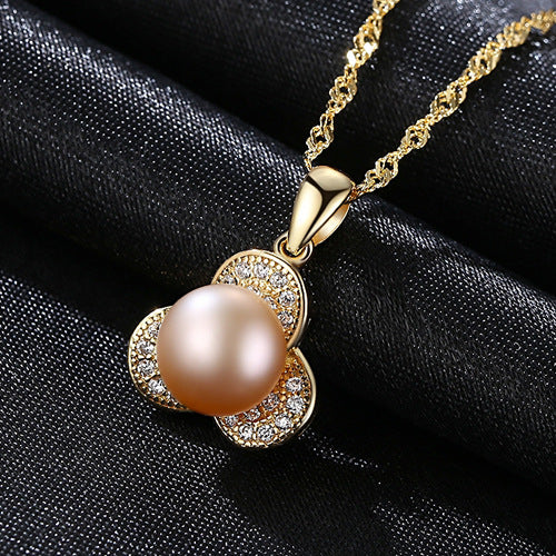 Fashion 925 Sterling Silver Necklace Flower Shape Natural pearl Pendant Necklace for Women Fine Jewelry Gift