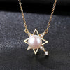Fashion 925 Sterling Silver Necklace Natural Pearl Eight Awn Star Pendant Necklace for Women Fine Jewelry Gift