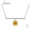 Fashion 925 Sterling Silver Necklace Natural Gemstones Citrine Inlaid Zircon Pendant Necklace for Women Fine Jewelry Gift