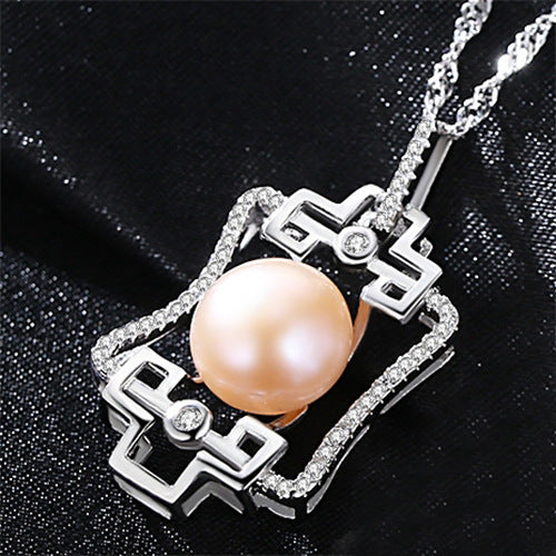 Fashion 925 Sterling Silver Necklace Natural Unique 10-15mm Pearl Pendant Necklace for Women Fine Jewelry Gift