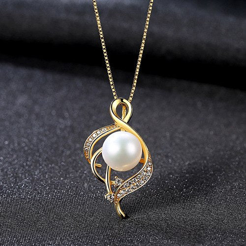 Fashion 925 Sterling Silver Necklace Natural Unique Design Pearl Pendant Necklace for Women Fine Jewelry Gift