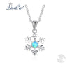 Fashion 925 Sterling Silver Necklace Romantic Snowflake Blue Fire Opal Pendant Necklace for Women Fine Jewelry Christmas