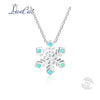 Fashion 925 Sterling Silver Necklace Romantic Snowflake Blue Fire Opal Pendant Necklace for Women Fine Jewelry Christmas