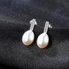 Fashion 925 Sterling Silver Pearl Earrings 7-8mm Geometric Natural Pearl Stud Earrings for Women Fine Jewelry