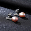 Fashion 925 Sterling Silver Pearl Earrings 7-8mm Geometric Natural Pearl Stud Earrings for Women Fine Jewelry