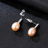 Fashion 925 Sterling Silver Pearl Earrings 7-8mm Geometric Natural Pearl Stud Earrings for Women Fine Jewelry
