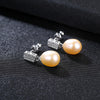 Fashion 925 Sterling Silver Pearl Earrings Geometric Natural Pearl Stud Earrings for Women Fine Jewelry Gift