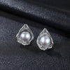Fashion 925 Sterling Silver Pearl Earrings Shell-like Natural Pearl Stud Earrings for Women Fine Jewelry Gift
