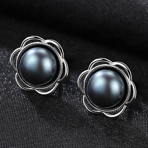 Fashion 925 Sterling Silver Pearl Earrings Trendy Flowers Natural Pearl Stud Earrings for Women Fine Jewelry