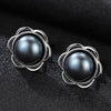 Fashion 925 Sterling Silver Pearl Earrings Trendy Flowers Natural Pearl Stud Earrings for Women Fine Jewelry