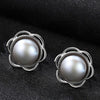 Fashion 925 Sterling Silver Pearl Earrings Trendy Flowers Natural Pearl Stud Earrings for Women Fine Jewelry