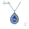 Fashion Manual 925 Sterling Necklace Water Drop Blue and Green Zircon Pendant Necklace for Women Fine Jewelry Lovers Gift