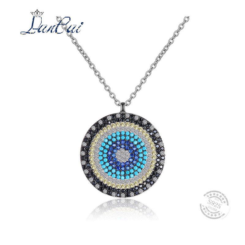 Fashion Manual 925 Sterling Silver Necklace Geometric Round Zircon Pendant Pendant Necklace for Women Fine Jewelry Gift