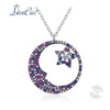 Fashion Manual 925 Sterling Silver Necklace Star and Moon Myth Colorful Zircon Pendant Necklace for Women Fine Jewelry