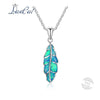 Genuine 925 Sterling Silver Blue Fire Opal Necklace Classic Leaves Pendant Necklace for Women High Quality Fine Jewelry