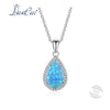 Genuine 925 Sterling Silver Blue Fire Opal Necklace Geometric Water Drop Pendant Necklace for Women Jewelry Hot Selling