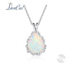 Genuine 925 Sterling Silver White Fire Opal Necklace Classic Big Size Water Drop Pendant Necklace for Women Fine Jewelry