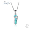 Genuine Fashion 925 Sterling Silver Necklace Individual Shoe Shape Blue Fire Opal Pendant Necklace for Women Fine Jewelry