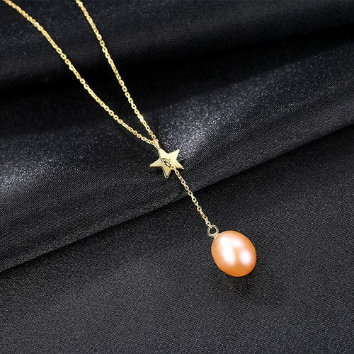 Genuine Fashion 925 Sterling Silver Necklace Natural Pentagram Pendant Necklace for Women Fine Jewelry Gift