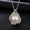 Genuine Fashion 925 Sterling Silver Necklace Shell-like Natural pearl Pendant Necklace for Women Fine Jewelry