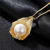 Genuine Fashion 925 Sterling Silver Necklace shell-like Natural Pearl Pendant Necklace for Women Fine Jewelry