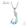 Individual Hook Pendant Necklace Classic 925 Sterling Silver Necklace Genuine Blue Fire Opal Jewelry for Women Sea Series
