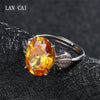 Luxury Big Size Natural Gemstones 10ct Citrine Ring 925 Sterling Silver Inlaid White Zircon Ring for Women Fine Jewelry