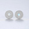 New Created White/Blue/Yellow Fire Opal Earrings Disc Shape Real 925 Sterling Silver Stud Earrings for Women Fine Jewelry